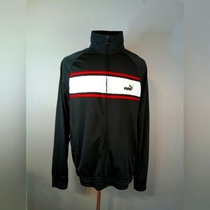 The Vintage 1990s puma track jacket size extra large black white  maroon colors